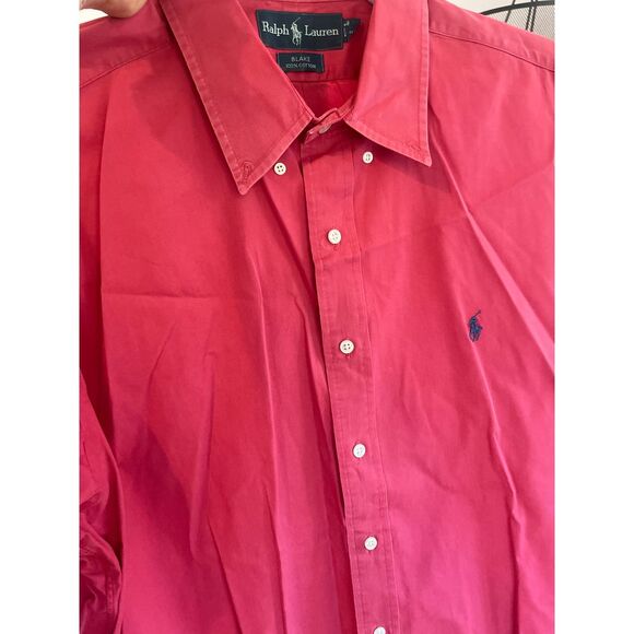 Mens POLO Pink Blake 100%‎ cotton Long Sleeve Button Down Shirt sz XL - Picture 1 of 6